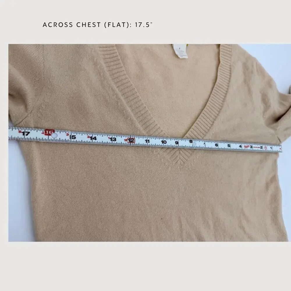 J.Crew Buonissima 100% Cashmere V-Neck Fitted Sweater Cream S